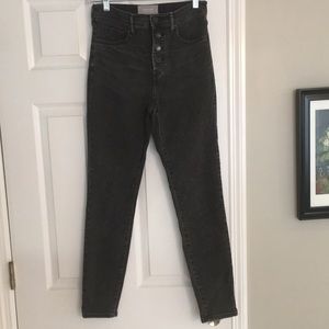 Everlane Authentic Stretch High-Rise Skinny Button Fly jean in button fly.